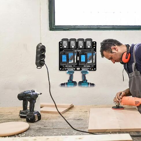 FETESNICE Wall Mount for Makita Battery Holder and DC18RD DC18RC Charger,6mm thick mount for Makita Charger,Perfect Organization for Your Makita 14.4V/18V Tools and Accessories in Saudi Arabia