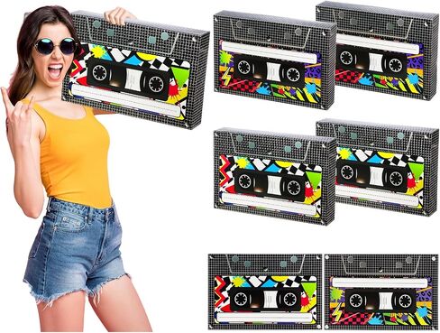 Zhanmai 6 Pcs 80s 90s Party Favor Box Large Cassette Player Party Treat Gift Boxes 80's 90's Party Decorations for Retro Hip Hop 1980s 1990s Music Birthday Theme Boom Party Supplies(15.4 x 10 Inch) in Saudi Arabia