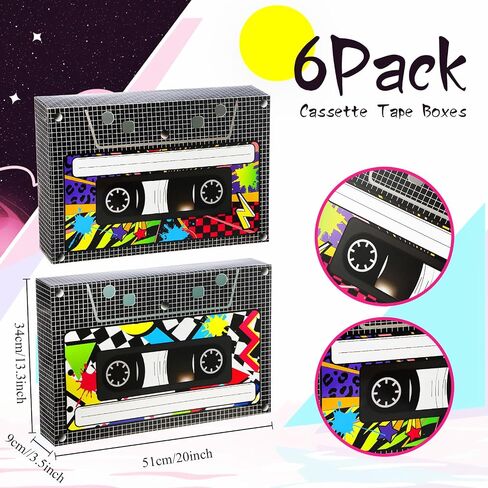 Zhanmai 6 Pcs 80s 90s Party Favor Box Large Cassette Player Party Treat Gift Boxes 80's 90's Party Decorations for Retro Hip Hop 1980s 1990s Music Birthday Theme Boom Party Supplies(15.4 x 10 Inch) in Saudi Arabia