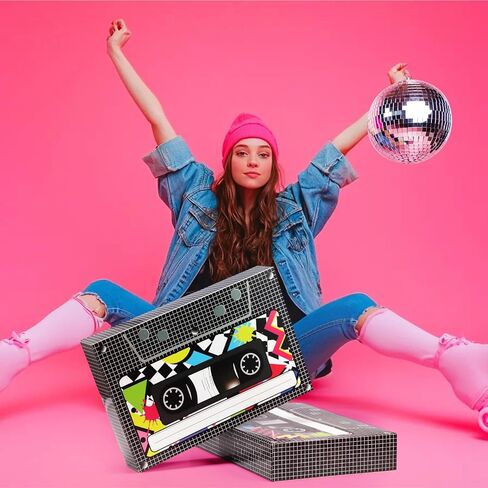 Zhanmai 6 Pcs 80s 90s Party Favor Box Large Cassette Player Party Treat Gift Boxes 80's 90's Party Decorations for Retro Hip Hop 1980s 1990s Music Birthday Theme Boom Party Supplies(15.4 x 10 Inch) in Saudi Arabia