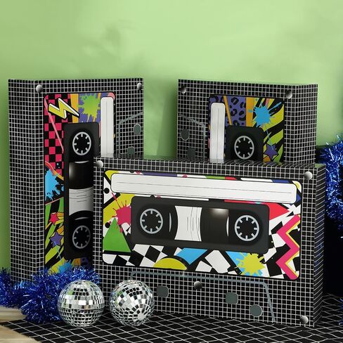 Zhanmai 6 Pcs 80s 90s Party Favor Box Large Cassette Player Party Treat Gift Boxes 80's 90's Party Decorations for Retro Hip Hop 1980s 1990s Music Birthday Theme Boom Party Supplies(15.4 x 10 Inch) in Saudi Arabia