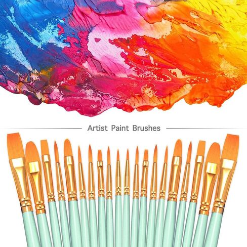 BOSOBO Paint Brushes Set, 10 Pack 100 Pcs Round Pointed Tip Paintbrushes Nylon Hair Artist Acrylic Paint Brushes for Acrylic Oil Watercolor, Face Nail Art, Miniature Detailing & Rock Painting, Pink in Kuwait
