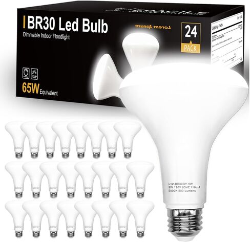 DayBetter BR30 مصابيح LED مصابيح إضاءة داخلية ، 6pack 5000k ضوء النهار لمبة LED بيضاء 65 واط مكافئة ، قابلة للضايق ، e26 ، 800lm ، LED يمكن لمصباح راحة لغرفة المعيشة غرفة الطعام غرفة الطعام in Kuwait