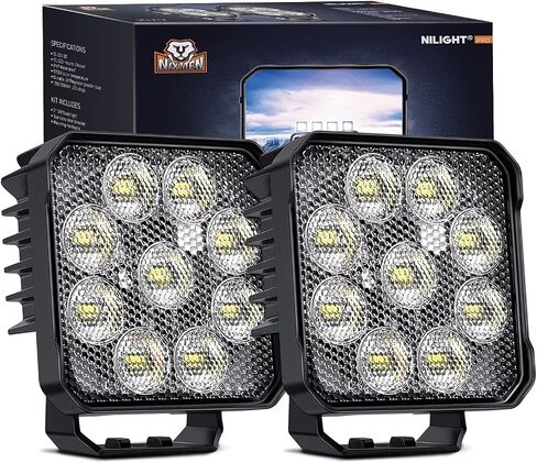Nilight 4.4Inch Led Pods 2PCS 48W 4780LM Work Lights Built-in EMC 90° Flood Beam Angle for Offroad Lights Side Light Rear Back-Up Light for Tractor Truck Motorcycle Boat ATV UTV in Saudi Arabia
