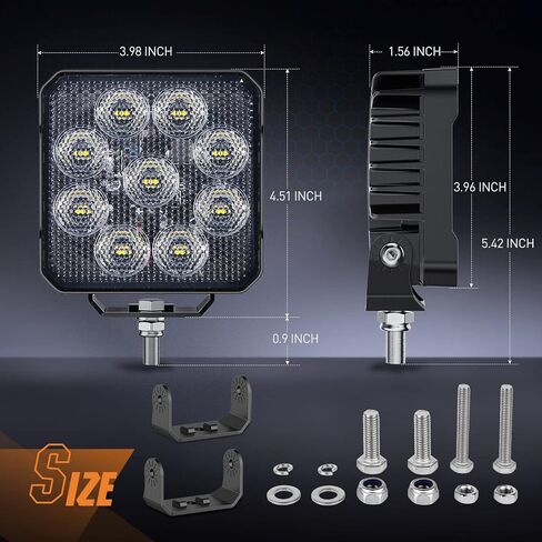 Nilight 4.4Inch Led Pods 2PCS 48W 4780LM Work Lights Built-in EMC 90° Flood Beam Angle for Offroad Lights Side Light Rear Back-Up Light for Tractor Truck Motorcycle Boat ATV UTV in Saudi Arabia