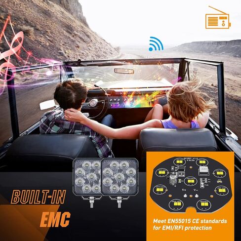 Nilight 4.4Inch Led Pods 2PCS 48W 4780LM Work Lights Built-in EMC 90° Flood Beam Angle for Offroad Lights Side Light Rear Back-Up Light for Tractor Truck Motorcycle Boat ATV UTV in Saudi Arabia