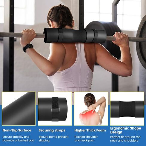 Barbell Pad Set, Hip Thrust Pad, 14pcs Gym Accessories for Women, Barbell Squat Pad for Hip Thrust, Bench Press with Barbell Clips, Resistance Bands, Lifting Straps, Massage Balls, Carry Bags in Saudi Arabia