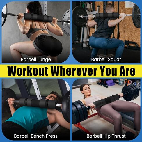 Barbell Pad Set, Hip Thrust Pad, 14pcs Gym Accessories for Women, Barbell Squat Pad for Hip Thrust, Bench Press with Barbell Clips, Resistance Bands, Lifting Straps, Massage Balls, Carry Bags in Saudi Arabia