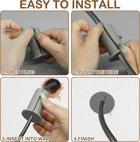 4Pcs Wall Cable Pass Through Cable Grommets, Silicone Cable Grommets Holes Sleeve Pass Through Wall, Wall Grommets for Cables Home Industry Furniture Wire Compatible with Starlink Accessories in Saudi Arabia