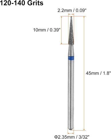 HARFINGTON 6pcs 120-140 Grits Diamond Grinding Bit 3mm Tapered Head 2.35mm Shank 7mm Length Stone Sanding Drill Bits Rotary Tool for Ceramic Glass Nails Grinding Polishing in Saudi Arabia