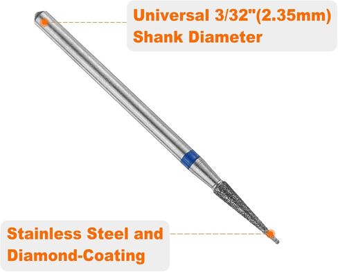 HARFINGTON 6pcs 120-140 Grits Diamond Grinding Bit 3mm Tapered Head 2.35mm Shank 7mm Length Stone Sanding Drill Bits Rotary Tool for Ceramic Glass Nails Grinding Polishing in Saudi Arabia