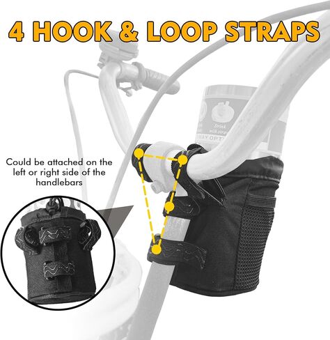 Versatile Bike Cup Holder, Water Bottle Holder Attach to roll Bars or Handlebars with mesh Pockets, Sticky Straps, Ideal for UTVs, wheelchairs, Scooters, Bikes, and More. (Green, M) in Saudi Arabia