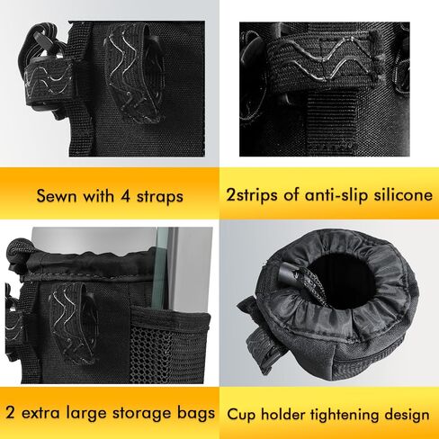 Versatile Bike Cup Holder, Water Bottle Holder Attach to roll Bars or Handlebars with mesh Pockets, Sticky Straps, Ideal for UTVs, wheelchairs, Scooters, Bikes, and More. (Green, M) in Saudi Arabia