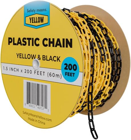 Lellow Safety® ، سلسلة بلاستيكية صفراء ، 200 قدم/60 مترًا in Kuwait