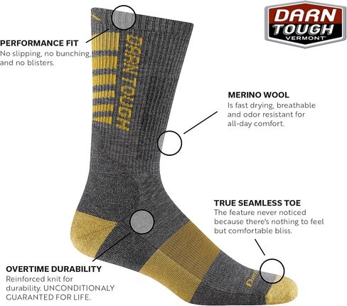 Darn Tough Vermont Backbone Boot Socks for Men, Midweight Work Boot Socks with Cushion & Padded Shin, Style 2207 in Saudi Arabia