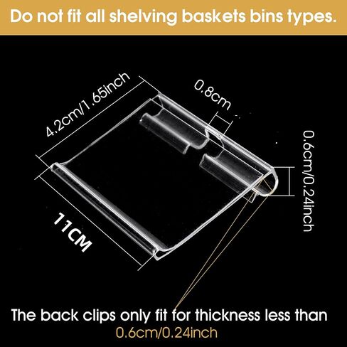 50pcs Labels for Storage Bins Plastic Label Clip, Basket Labels Clip On Wire Shelf Price Label Holder Merchandise Sign Display Holder, 50pcs Label Insert Included (3.54IN*1.57IN) in Saudi Arabia