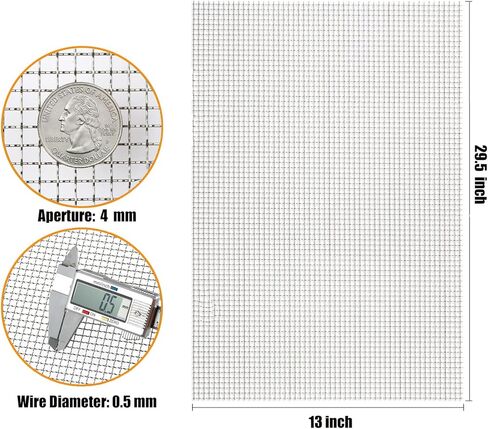 Folding a Piece of 304 Stainless Steel mesh, 13 "X29.5 (33cm X75cm), 5-mesh Metal mesh, Rust Proof mesh, Suitable for Many DIY Projects, Hard and Heat-Resistant Metal mesh in Saudi Arabia