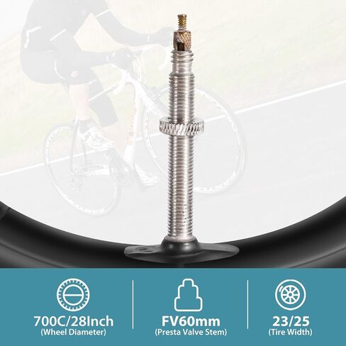 2 Pack 700 x 23-25C road bike tubes FV48mm Presta Valve, Bicycle Tube Compatible with 700 x 23C/24C/25C Bike Tire, Butyl Rubber Inner Tube with 2 Tire Levers for Mountain MTB Bike in Saudi Arabia