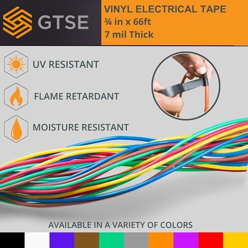 GTSE Grey Electrical Tape, 10 Rolls – Waterproof, Industrial Grade Vinyl, 3/4 in x 66ft– Strong Self-Adhesive PVC Electric Tape for Wire Insulation, 7 Mil, 600V – UL/CSA Listed in Saudi Arabia