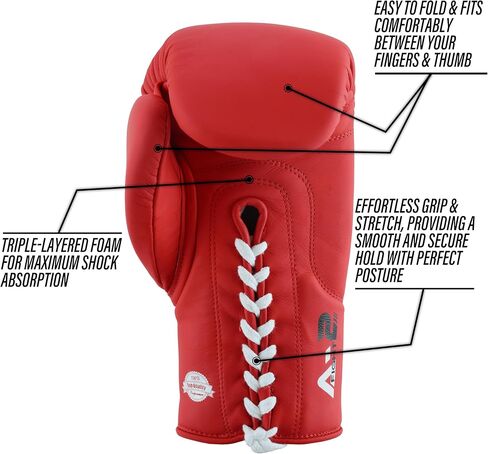 Authentic Series A2 Unisex Pro Lace-Up Boxing Gloves - Genuine Cowhide Leather | Optimal for Boxing, MMA, Muay Thai, Kickboxing, Martial Arts Training & Sparring in Saudi Arabia