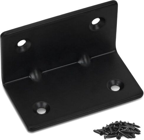 4 Pack L Brackets for Wood Matte Black Strong Corner Brace, Ribbed Corner Brackets for Wood Projects Furniture Fix and Replacement, Easy to Install, 2.5 x 2.75 x 2.75 in in Saudi Arabia