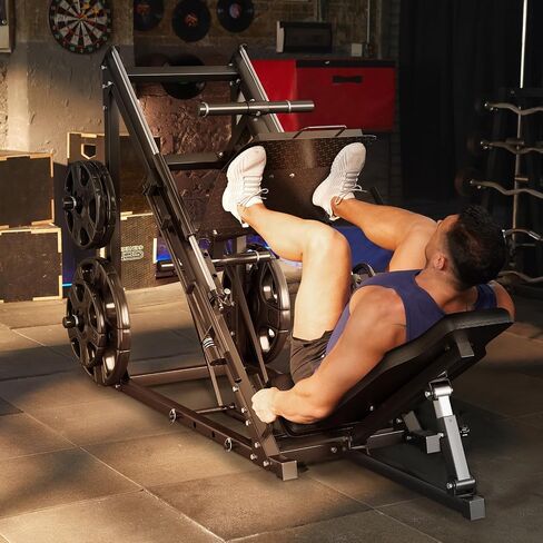 الساق Press Hack Squat Machine Combo ، 2 في آلة الضغط على الساقين لصالة الألعاب الرياضية المنزلية مع أنبوب خطي وأنابيب فولاذية صلبة ، وأسفل معدات التدريب على قوة الجسم للربو ، أوتار الركبة ، والملل ، والعجول in Kuwait