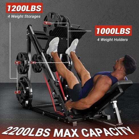 الساق Press Hack Squat Machine Combo ، 2 في آلة الضغط على الساقين لصالة الألعاب الرياضية المنزلية مع أنبوب خطي وأنابيب فولاذية صلبة ، وأسفل معدات التدريب على قوة الجسم للربو ، أوتار الركبة ، والملل ، والعجول in Kuwait