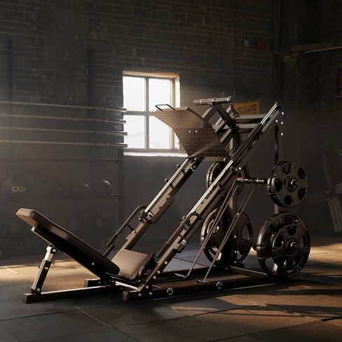 الساق Press Hack Squat Machine Combo ، 2 في آلة الضغط على الساقين لصالة الألعاب الرياضية المنزلية مع أنبوب خطي وأنابيب فولاذية صلبة ، وأسفل معدات التدريب على قوة الجسم للربو ، أوتار الركبة ، والملل ، والعجول in Kuwait