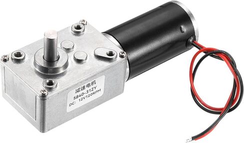 MECCANIXITY DC 12V 120 RPM Reversible Worm Geared Motor Reducer Motor 8mm D Shape Shaft High Torque Gear Box Reduction Electric Motor for Sweepers, Printers, Ovens in Saudi Arabia