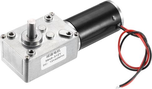 MECCANIXITY DC 12V 120 RPM Reversible Worm Geared Motor Reducer Motor 8mm D Shape Shaft High Torque Gear Box Reduction Electric Motor for Sweepers, Printers, Ovens in Saudi Arabia