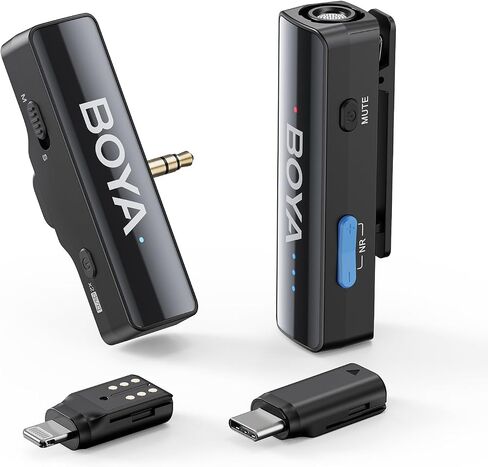 BOYA BOYALINK 2 A2 (2TX+3RX Adapter) Wireless Lavalier Microphone for iPhone Camera Android, Clip on Mic, 48 KHz 24 Bit, 6mm Mic, 1000ft, Noise Cancelling, Mini Lapel Mic USB-C/Lightning/3.5mm TRS in Saudi Arabia