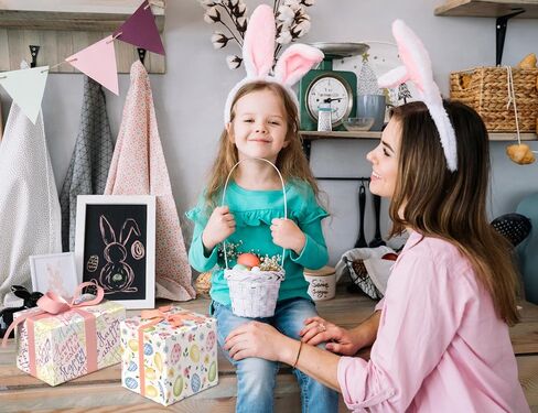 Giolniay Easter Bunny Wrapping ورقة للأطفال البالغين - لف هدايا العطلات مع تصميمات أرنب وزهور لعوب - 20 × 29 بوصة ، 6 أوراق مطوية لكل منها ، من السهل تخزينها in Kuwait