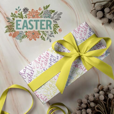 Giolniay Easter Bunny Wrapping ورقة للأطفال البالغين - لف هدايا العطلات مع تصميمات أرنب وزهور لعوب - 20 × 29 بوصة ، 6 أوراق مطوية لكل منها ، من السهل تخزينها in Kuwait