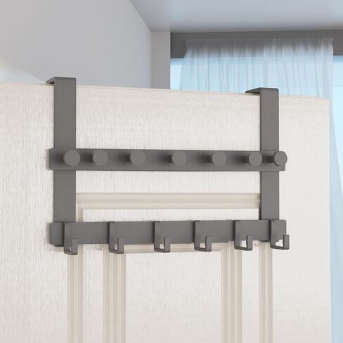 HOMOTEK Over The Door Hooks Longer, Heavy Duty Over Door Rack for Bathroom, Door Hanger Coat Holder with 12 Hooks for Hanging Clothes, Towels and Hat, 11" Bracket, Fits 1-3/4" Thick Door, Black in Saudi Arabia