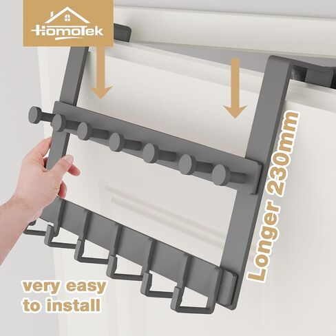 HOMOTEK Over The Door Hooks Longer, Heavy Duty Over Door Rack for Bathroom, Door Hanger Coat Holder with 12 Hooks for Hanging Clothes, Towels and Hat, 11" Bracket, Fits 1-3/4" Thick Door, Black in Saudi Arabia