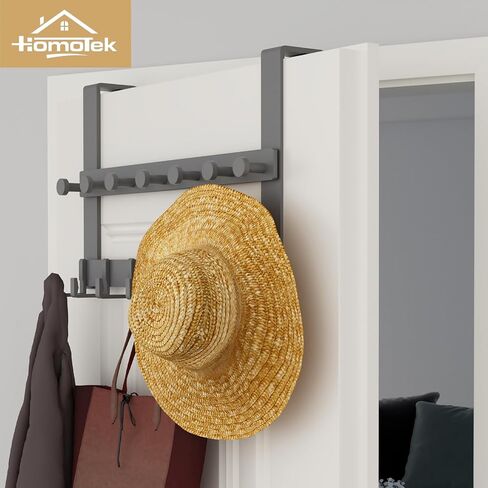 HOMOTEK Over The Door Hooks Longer, Heavy Duty Over Door Rack for Bathroom, Door Hanger Coat Holder with 12 Hooks for Hanging Clothes, Towels and Hat, 11" Bracket, Fits 1-3/4" Thick Door, Black in Saudi Arabia