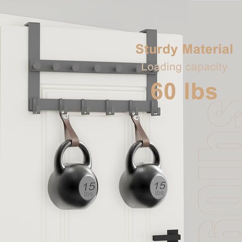 HOMOTEK Over The Door Hooks Longer, Heavy Duty Over Door Rack for Bathroom, Door Hanger Coat Holder with 12 Hooks for Hanging Clothes, Towels and Hat, 11" Bracket, Fits 1-3/4" Thick Door, Black in Saudi Arabia