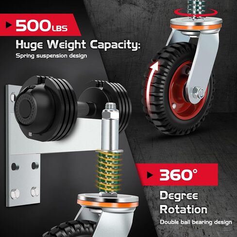 6 Inch Heavy Duty Fence Gate Wheel 500lb Capacity for Metal Tube Gates with 360 Degree Rotation Spring Loaded Caster Includes Screws and Screwdriver Durable Wheel for Smooth Gate Operation (Black) in Saudi Arabia