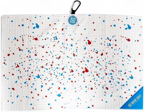 Premium Magnetic Golf Towel | Super Strong Magnet | Absorbent Microfiber Waffle Design | Built-in Silicone Brush | Golf Towels for Golf Bags (Black w/White Drip) in Saudi Arabia