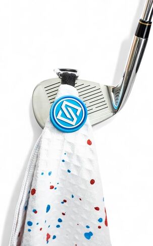 Premium Magnetic Golf Towel | Super Strong Magnet | Absorbent Microfiber Waffle Design | Built-in Silicone Brush | Golf Towels for Golf Bags (Black w/White Drip) in Saudi Arabia