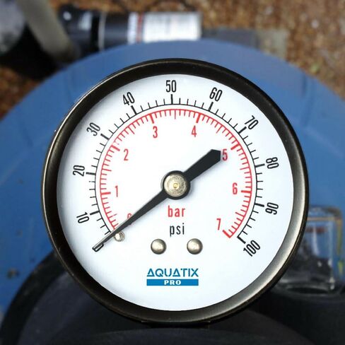 Aquatix Pro Pool Filter Pressure Gauge - Premium Spa/Pool/Aquarium Water Pressure Gauge, 2" Dial, 0-60 Psi, Bottom Mount 1/4", Compatible with Most Brands Such as Hayward, Pentair & Jandy in Saudi Arabia