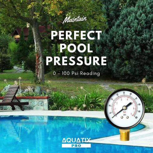Aquatix Pro Pool Filter Pressure Gauge - Premium Spa/Pool/Aquarium Water Pressure Gauge, 2" Dial, 0-60 Psi, Bottom Mount 1/4", Compatible with Most Brands Such as Hayward, Pentair & Jandy in Saudi Arabia