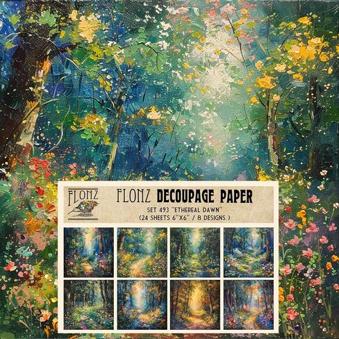 Decoupage Paper Pack (24 sheets 6"x6") Frosted Wilderness: Tranquil Winter Forest Scenes with Serene Snow-Covered Trees and Paths # Vintage Styled Paper for Craft and Scrapbooking in Kuwait