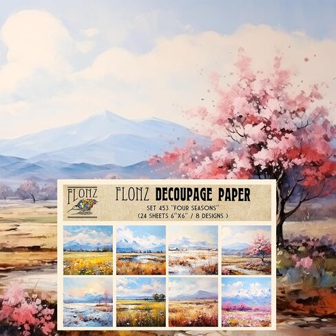 Decoupage Paper Pack (24 sheets 6"x6") Frosted Wilderness: Tranquil Winter Forest Scenes with Serene Snow-Covered Trees and Paths # Vintage Styled Paper for Craft and Scrapbooking in Kuwait