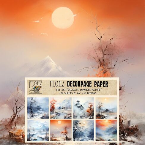 Decoupage Paper Pack (24 sheets 6"x6") Frosted Wilderness: Tranquil Winter Forest Scenes with Serene Snow-Covered Trees and Paths # Vintage Styled Paper for Craft and Scrapbooking in Kuwait