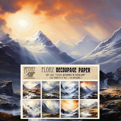 Decoupage Paper Pack (24 sheets 6"x6") Frosted Wilderness: Tranquil Winter Forest Scenes with Serene Snow-Covered Trees and Paths # Vintage Styled Paper for Craft and Scrapbooking in Kuwait