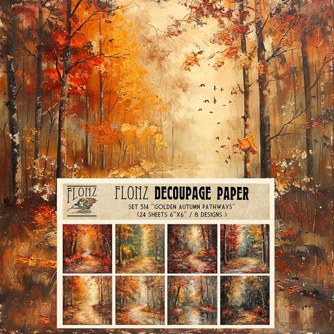 Decoupage Paper Pack (24 sheets 6"x6") Frosted Wilderness: Tranquil Winter Forest Scenes with Serene Snow-Covered Trees and Paths # Vintage Styled Paper for Craft and Scrapbooking in Kuwait