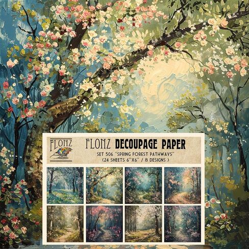 Decoupage Paper Pack (24 sheets 6"x6") Frosted Wilderness: Tranquil Winter Forest Scenes with Serene Snow-Covered Trees and Paths # Vintage Styled Paper for Craft and Scrapbooking in Kuwait