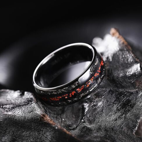 King Will Nature 8mm Turquoise Tungsten Carbide Wedding Ring Abalone Shell Opal Inlaid Real Wood Engagement Band for Men in Kuwait