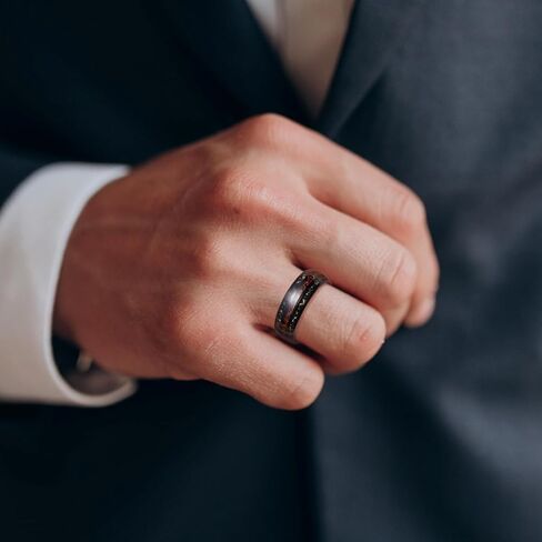 King Will Nature 8mm Turquoise Tungsten Carbide Wedding Ring Abalone Shell Opal Inlaid Real Wood Engagement Band for Men in Kuwait